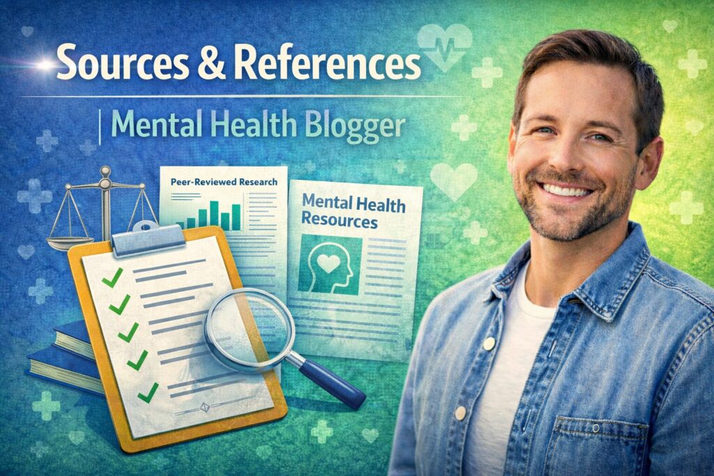 Sources and References featured image for Mental Health Blogger highlighting evidence-informed mental health research and trusted educational resources